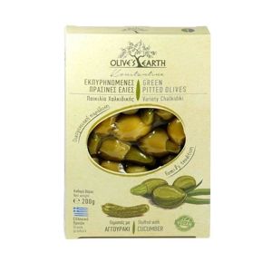 Olives Earth Zelené olivy s okurkou 200 g - expirace